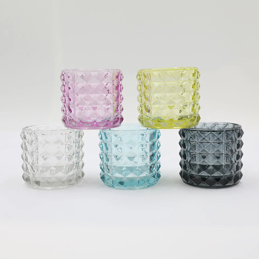 D7.5X6.5CMH COLORED GLASS HOLDER ASSORTED