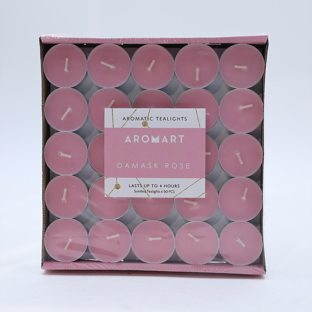 AROMAT   50  PACK  TEALIGHT      (DAMASK ROSE)