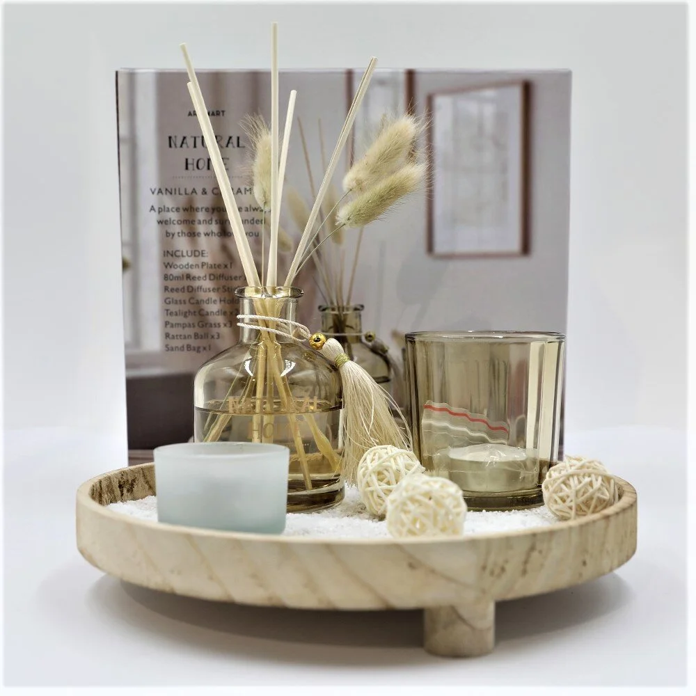AROMART ROUND WOODEN PLATE GIFT SET 