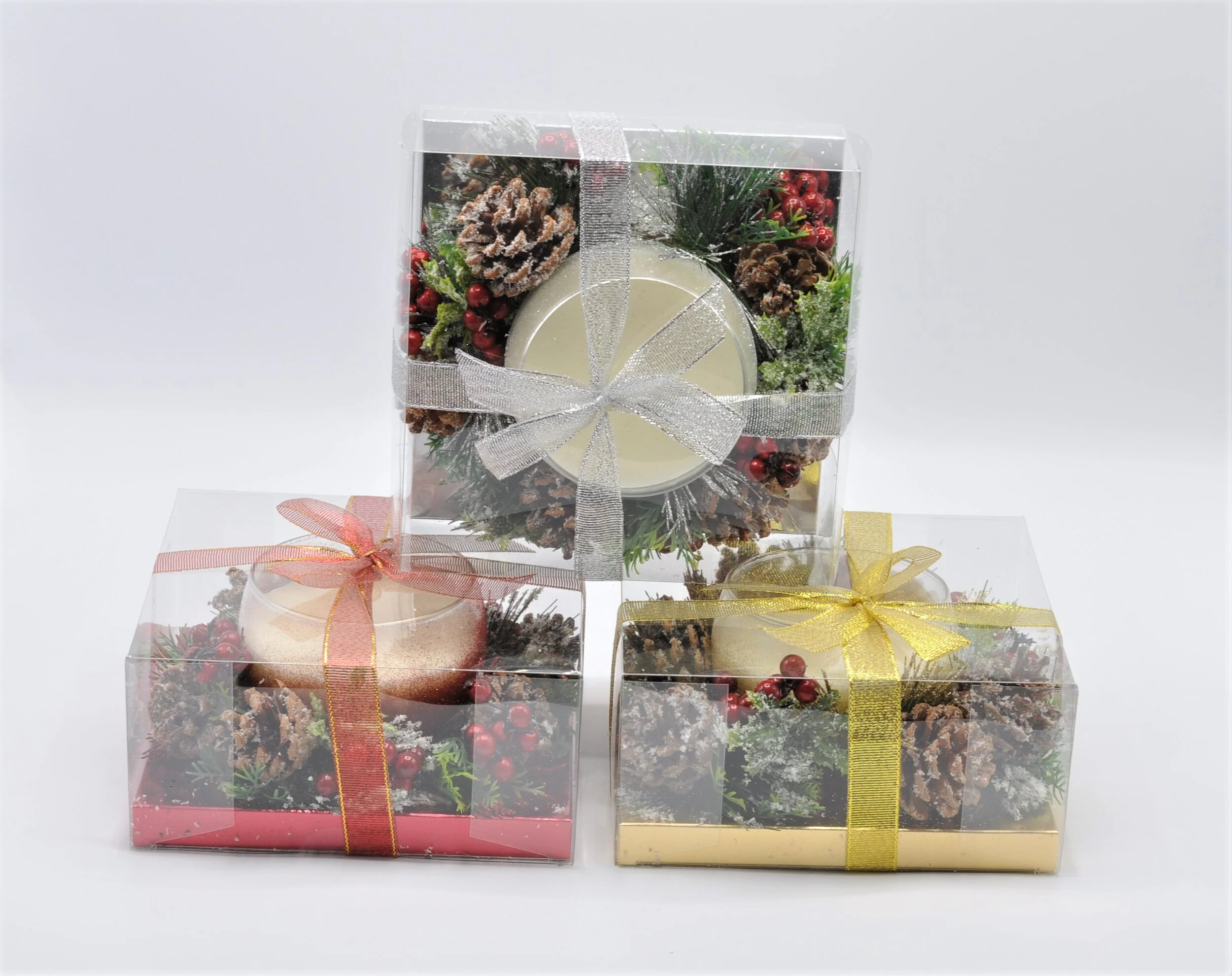 XMAS SCENTED &amp; GLITTERED BALL GLASS CANDLE WITH GARLAND