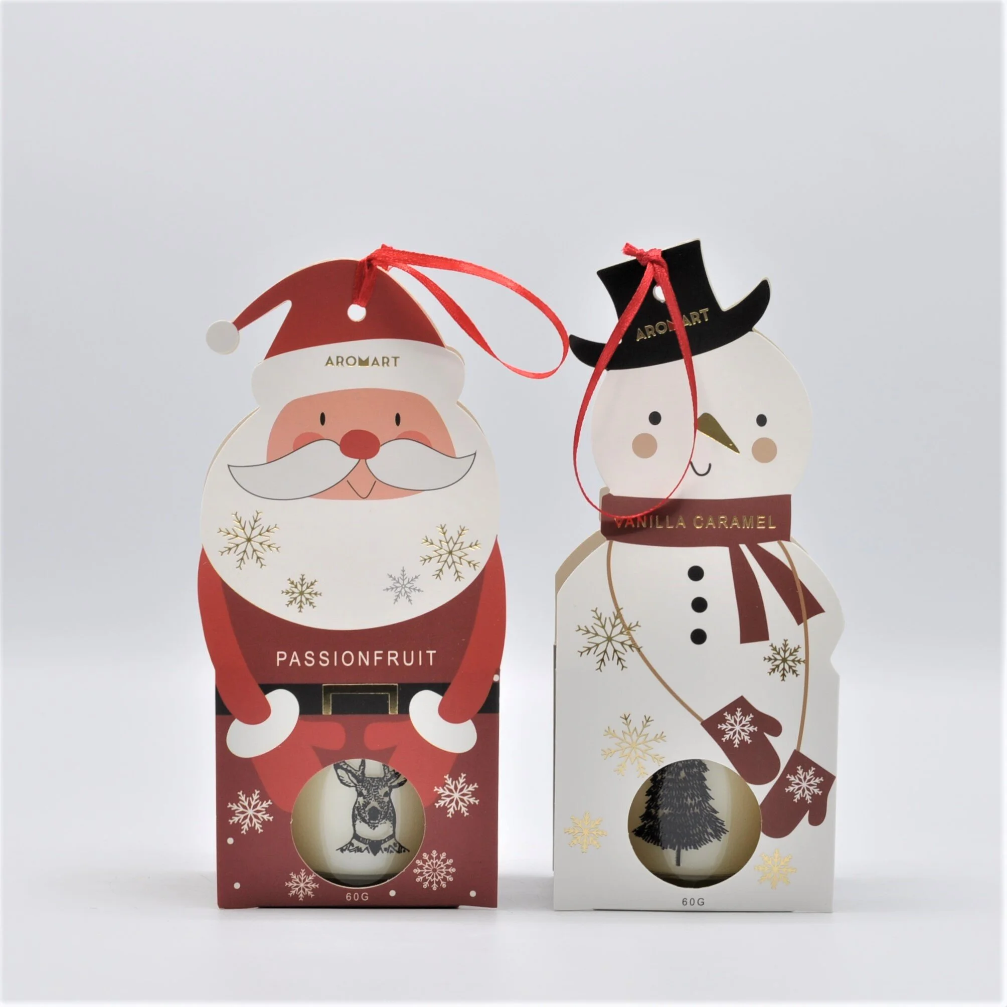 XMAS CANDLE IN SANTA &amp; SNOWMAN BOX
