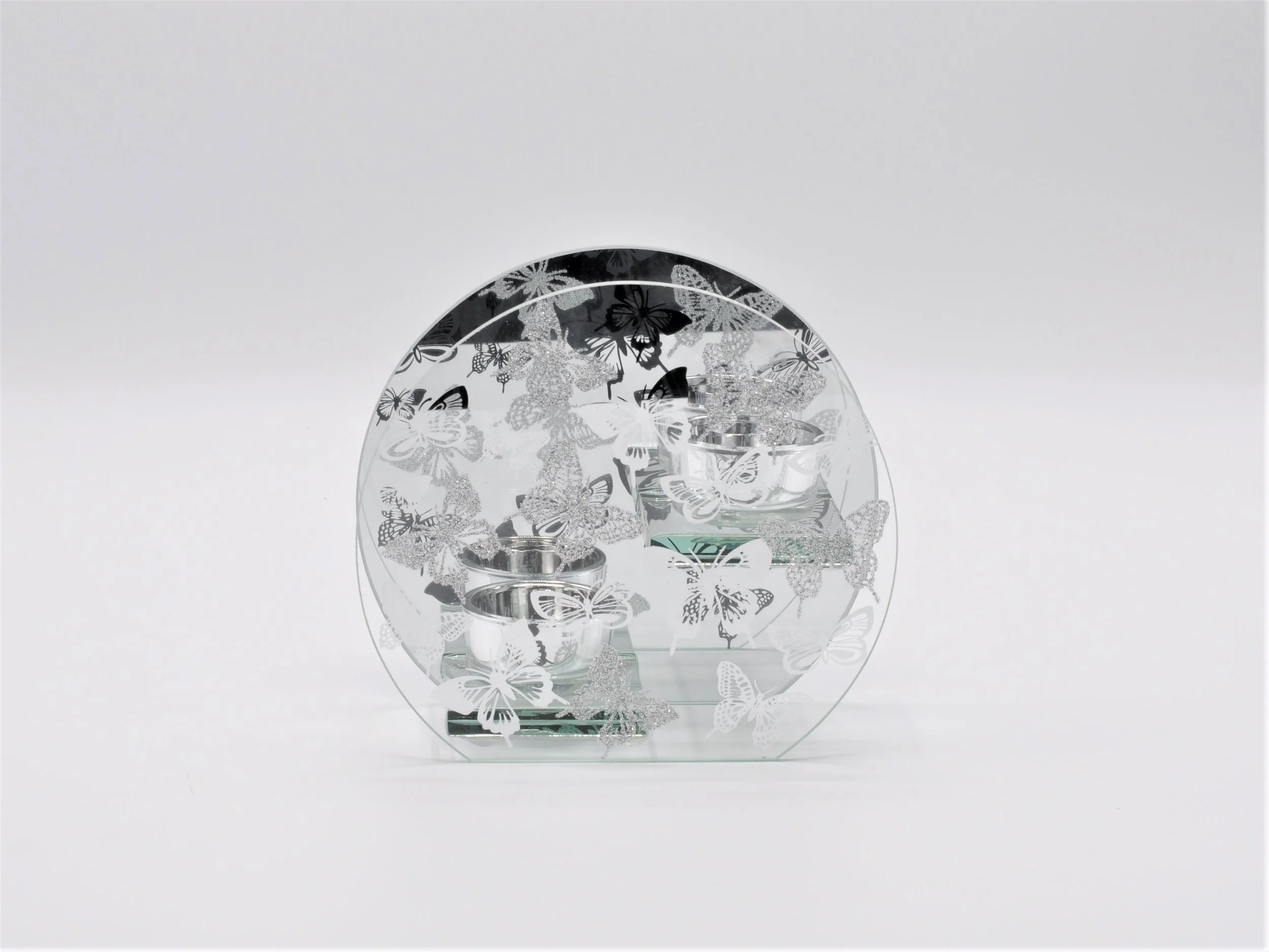 DOUBLE MIRROR BUTTERFLY CANDLE HOLDER