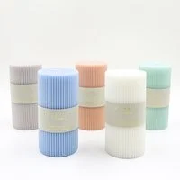 SCENTED RIBBED PILLAR CANDLE 5 ASSTD