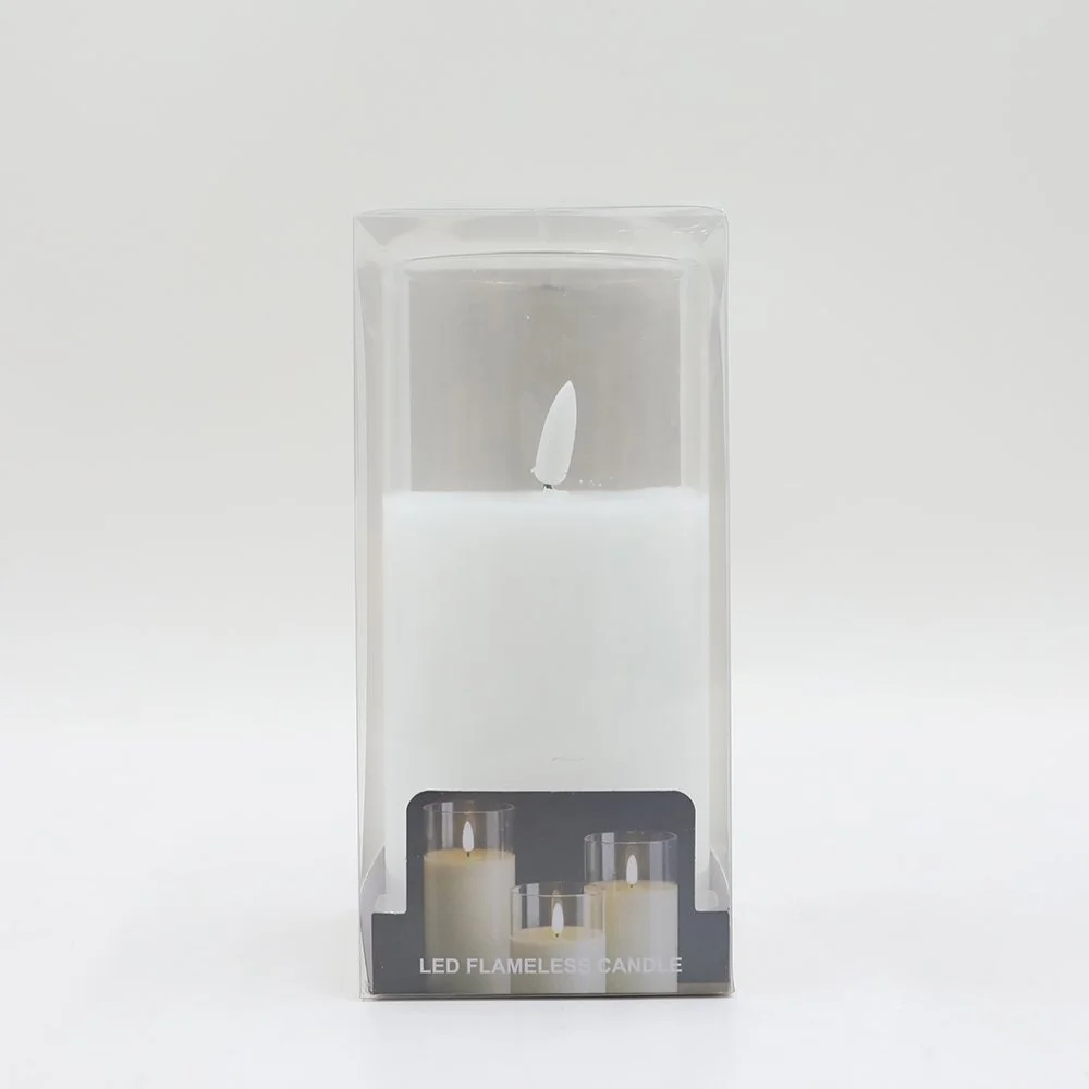GLASS TUBE LED CANDLE PVC BOX/CLEAR