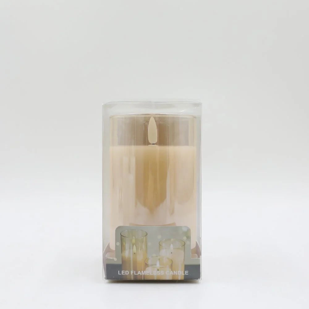GLASS TUBE LED CANDLE PVC BOX/GOLD