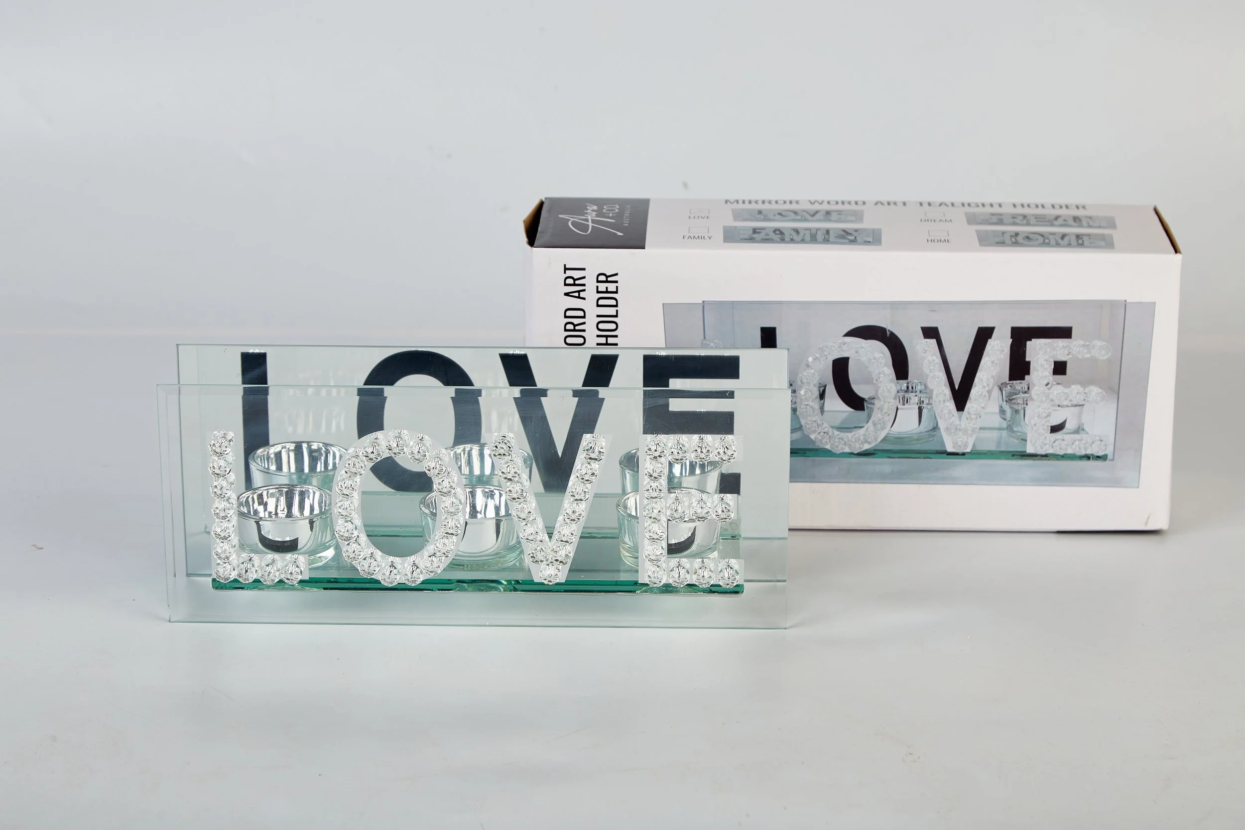 LOVE GLASS TEALIGHT HOLDER