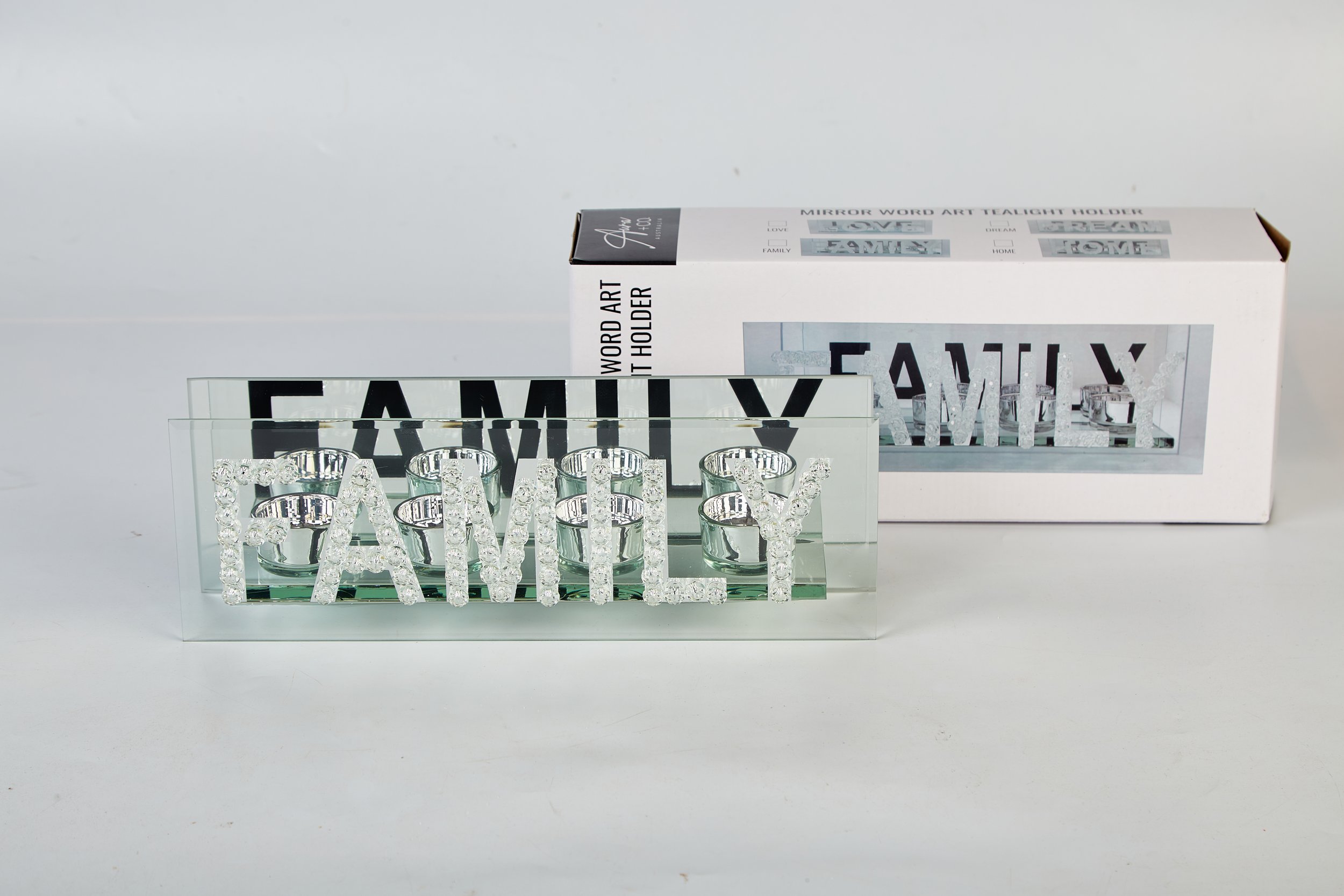 GLASS TEALIGHT HOLDER- FAMILY