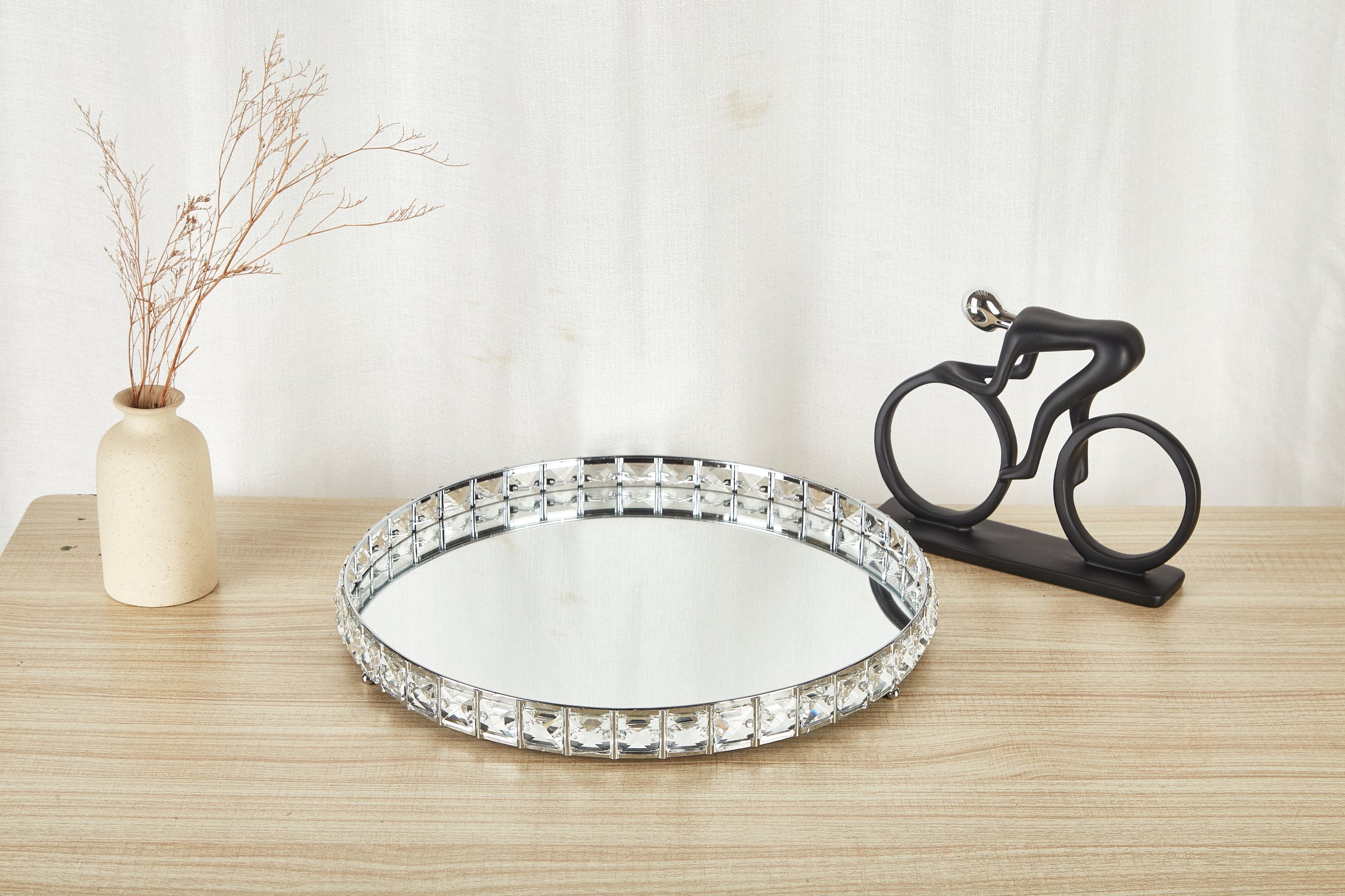 ANNA SILVER ROUND METAL CRYSTAL BEAD TRAY