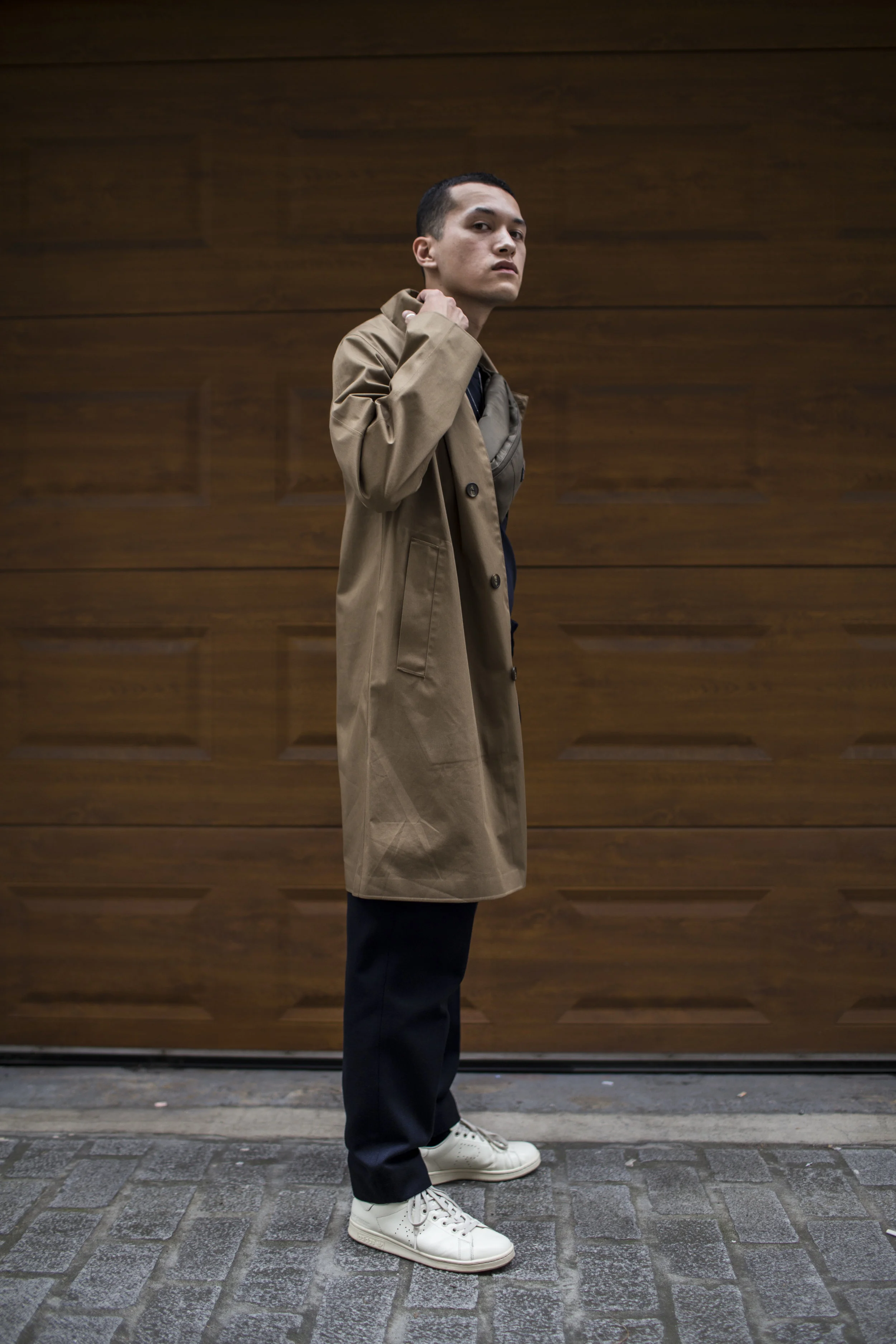 men blocktech single breasted coat