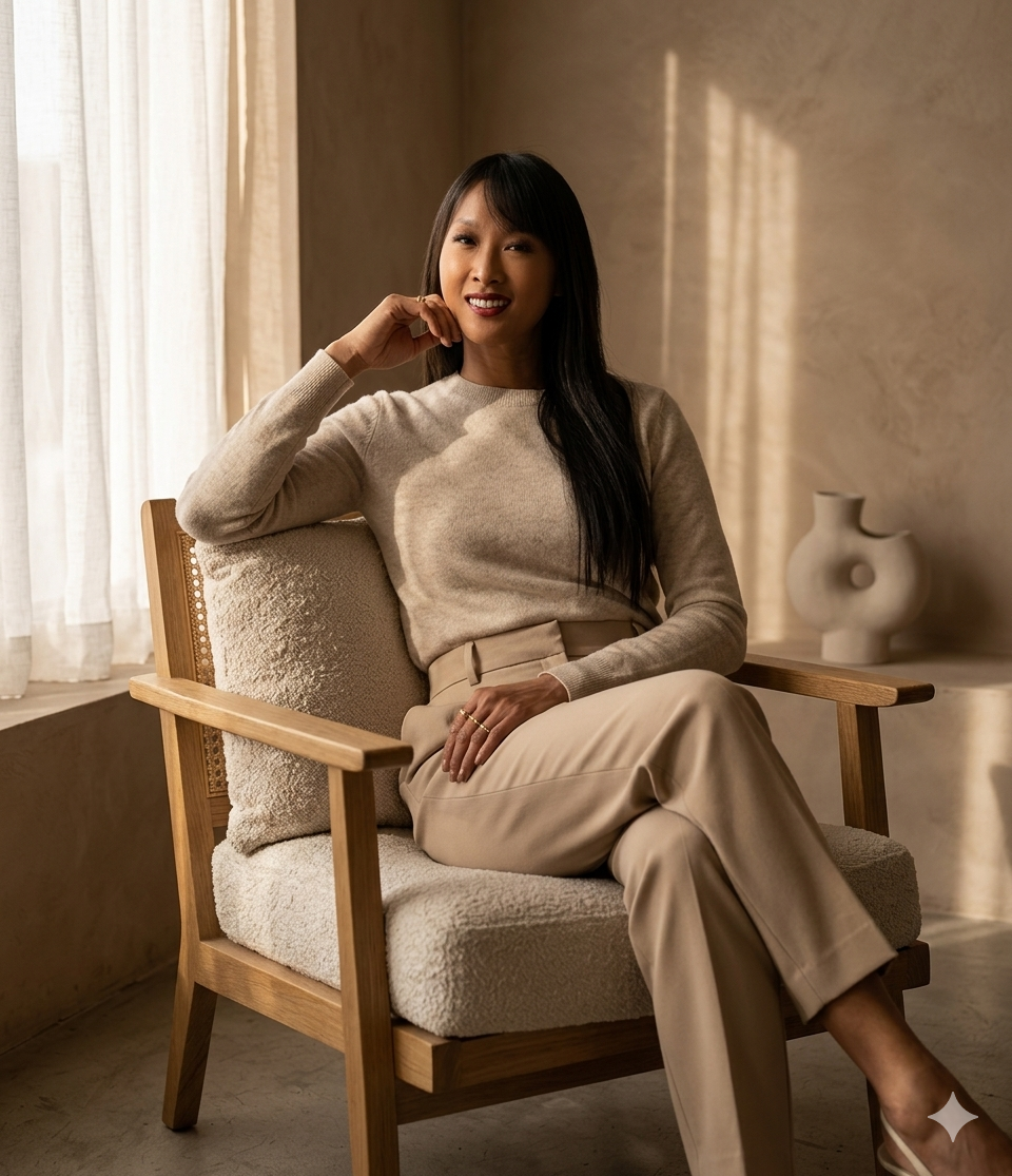 a professional photo of Rachel Goh ex Australian Swimmer turned psychologist in her clinic