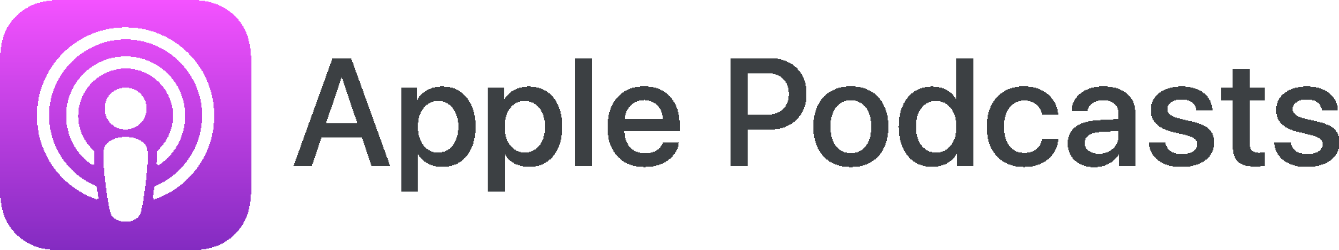 Apple Podcasts logo with purple background and white microphone icon