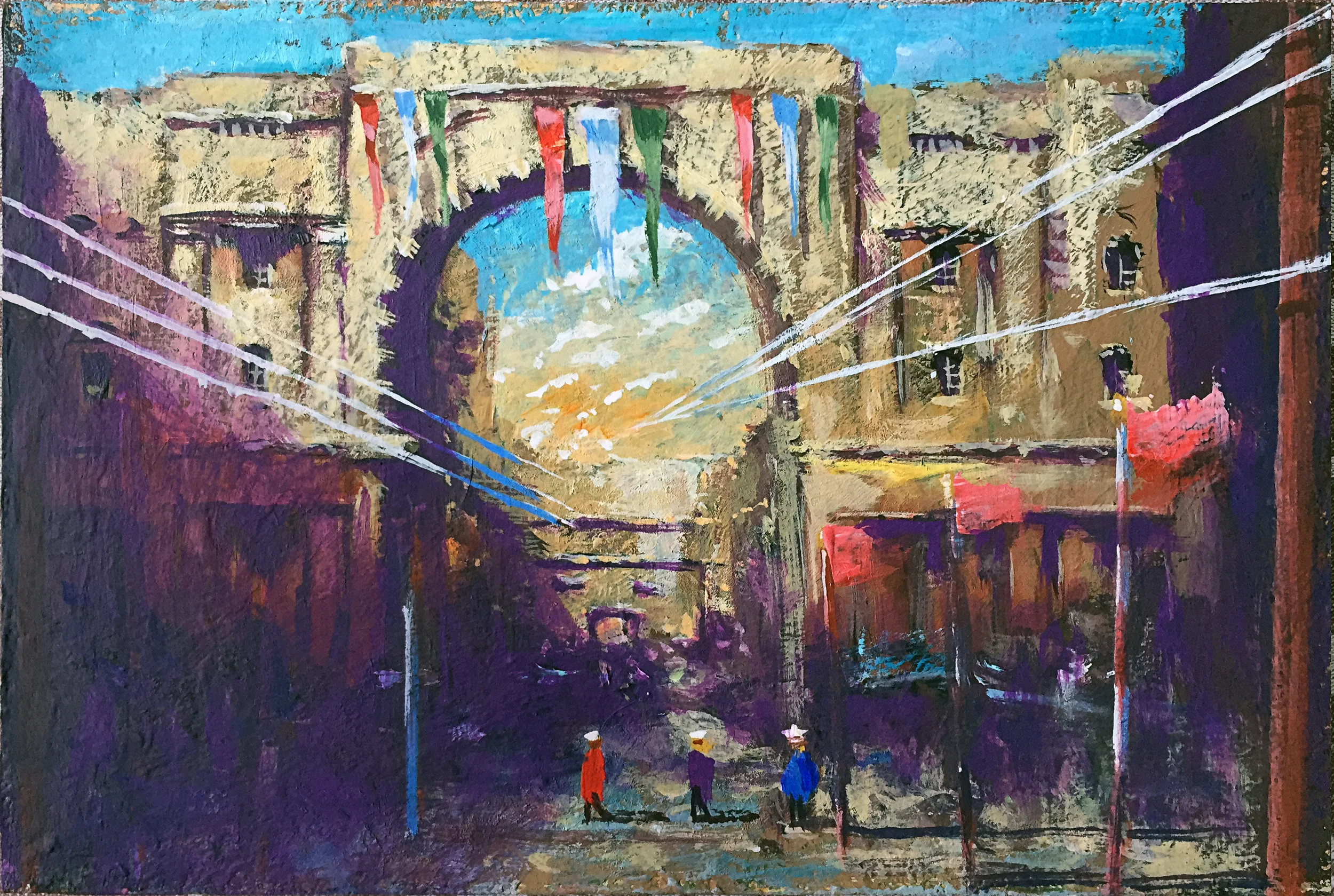PLQ "Vesper i Sevilla", tempera och olja på duk, 20 x 30 cm 2017