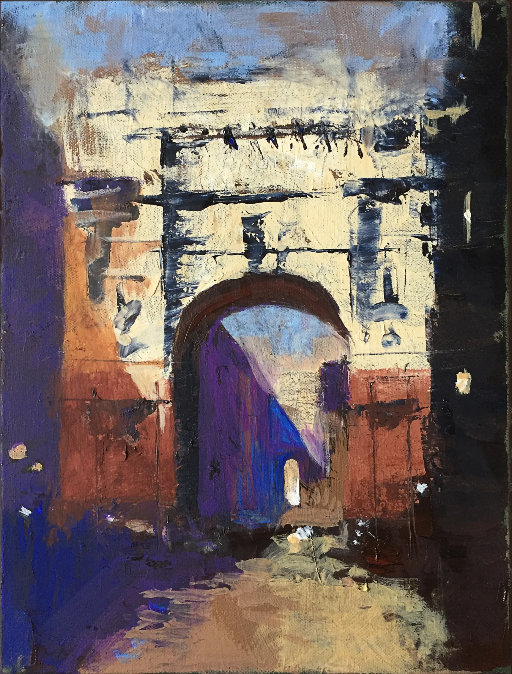 PLQ "Stadsport", tempera och olja på duk, 30 x 40 cm 2017