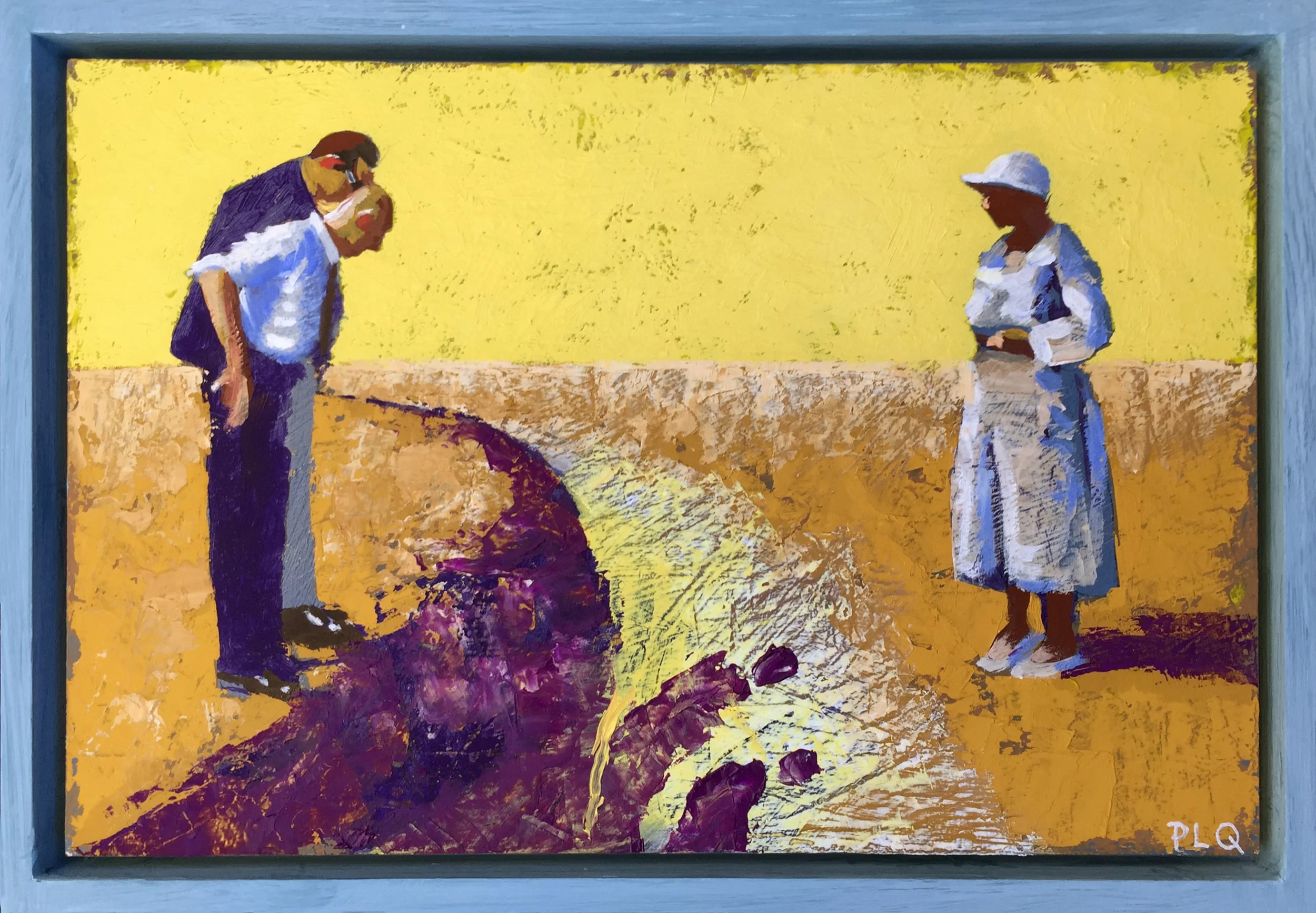  PLQ “Hit men inte längre” olja på pannå, 20 x 30 cm, 2017