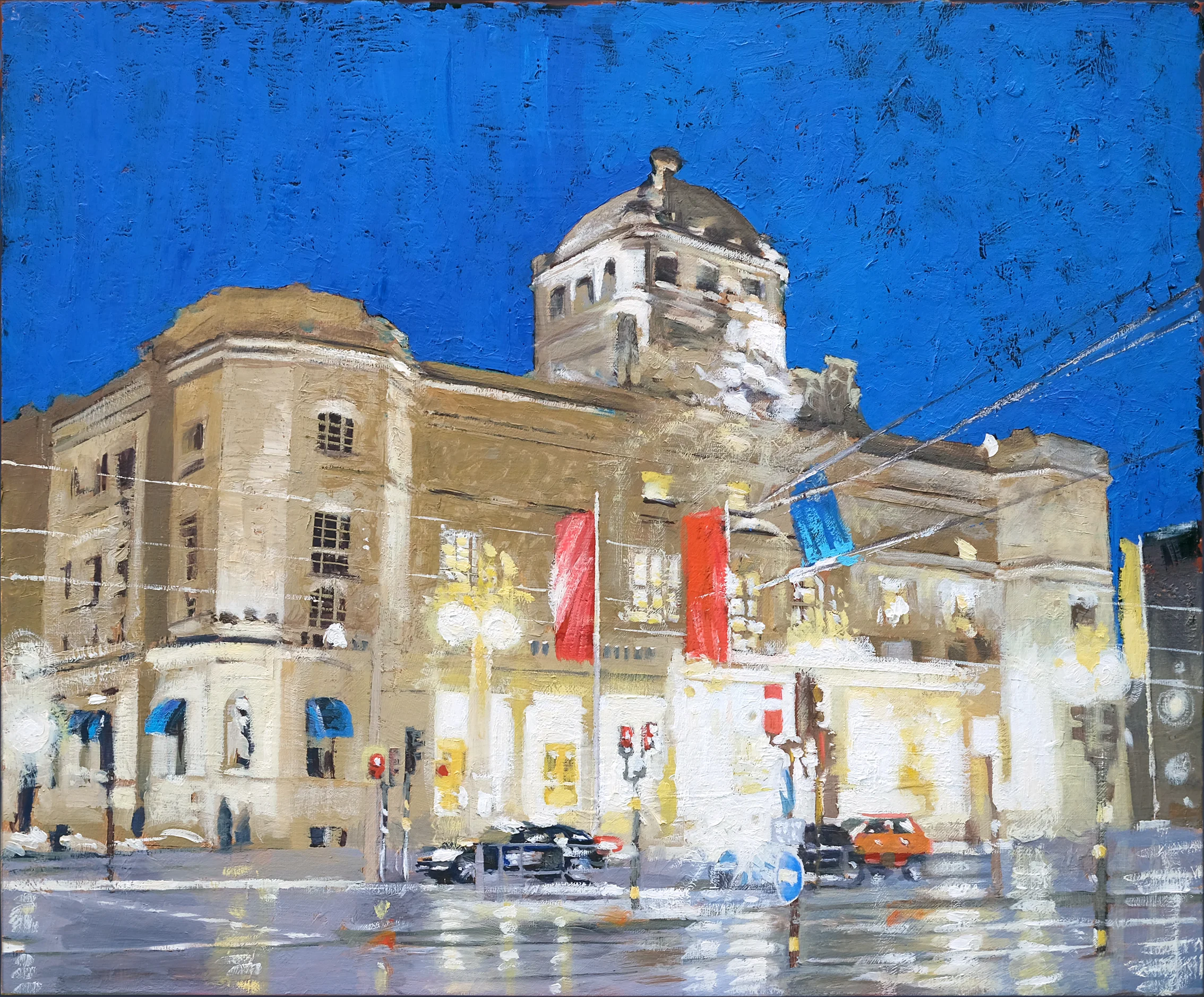Per Lindqvist: Kvällsscen 2017 Olja och tempera på duk, 73 x 60 cm Såld