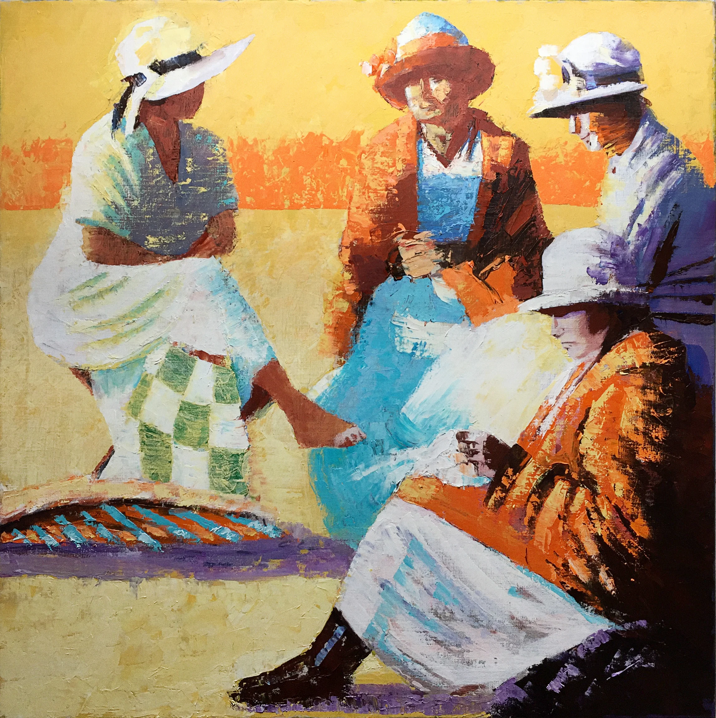 Om kvällen 2017, olja på duk, 80 x 80 cm&nbsp;Finns på:https://www.artely.se/konstverk/om-kvallen/