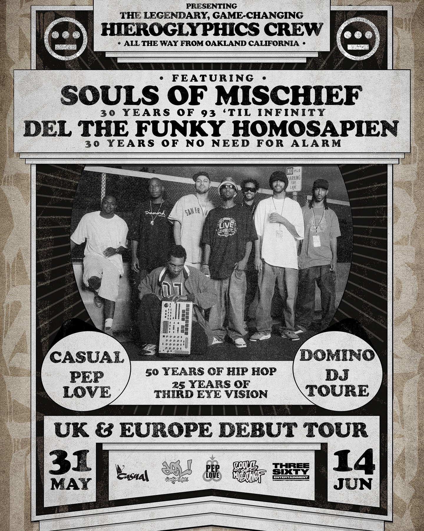 @therealhierocrew UK and EU debut tour kicks off the end of this month. Whole crew bringing that Third Eye Vision overseas, what yall want to hear? Dates and ticket links in bio 🤘🏾⚡️