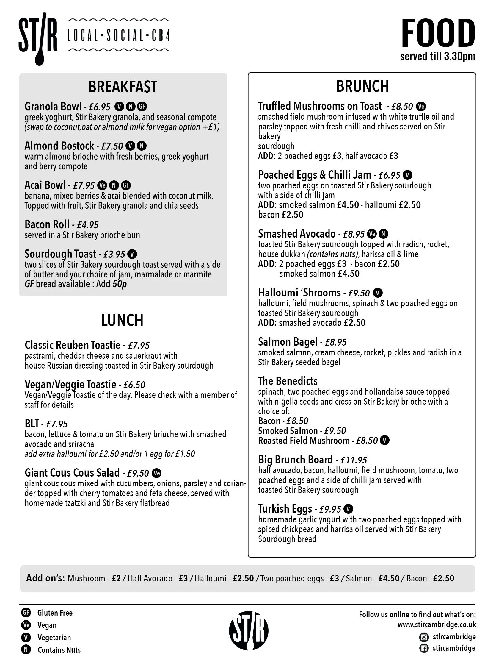 Stir Cambridge — Our Menus