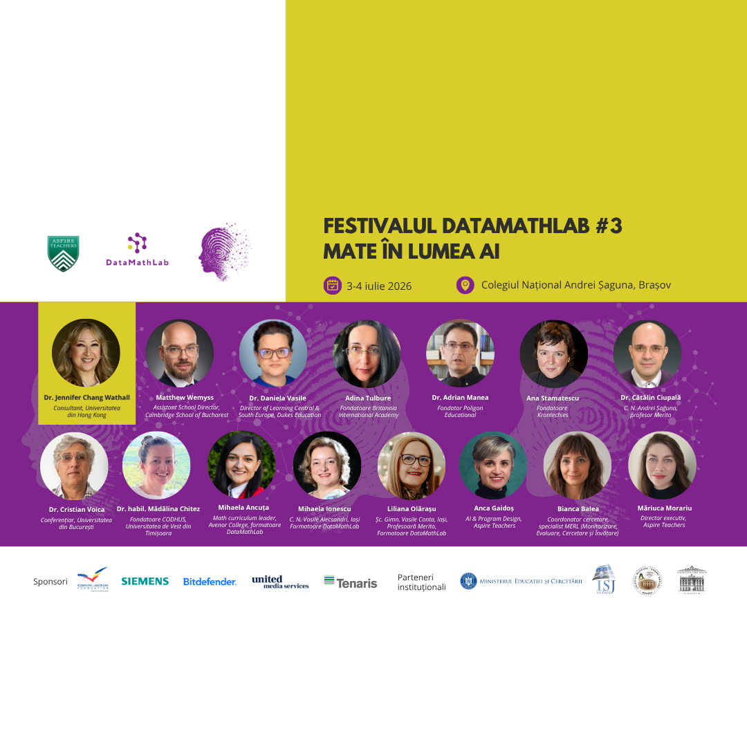 Festivalul Național DataMathLab revine în Brașov pe 3-4 iulie 2026 cu tema „Mate în lumea AI”.