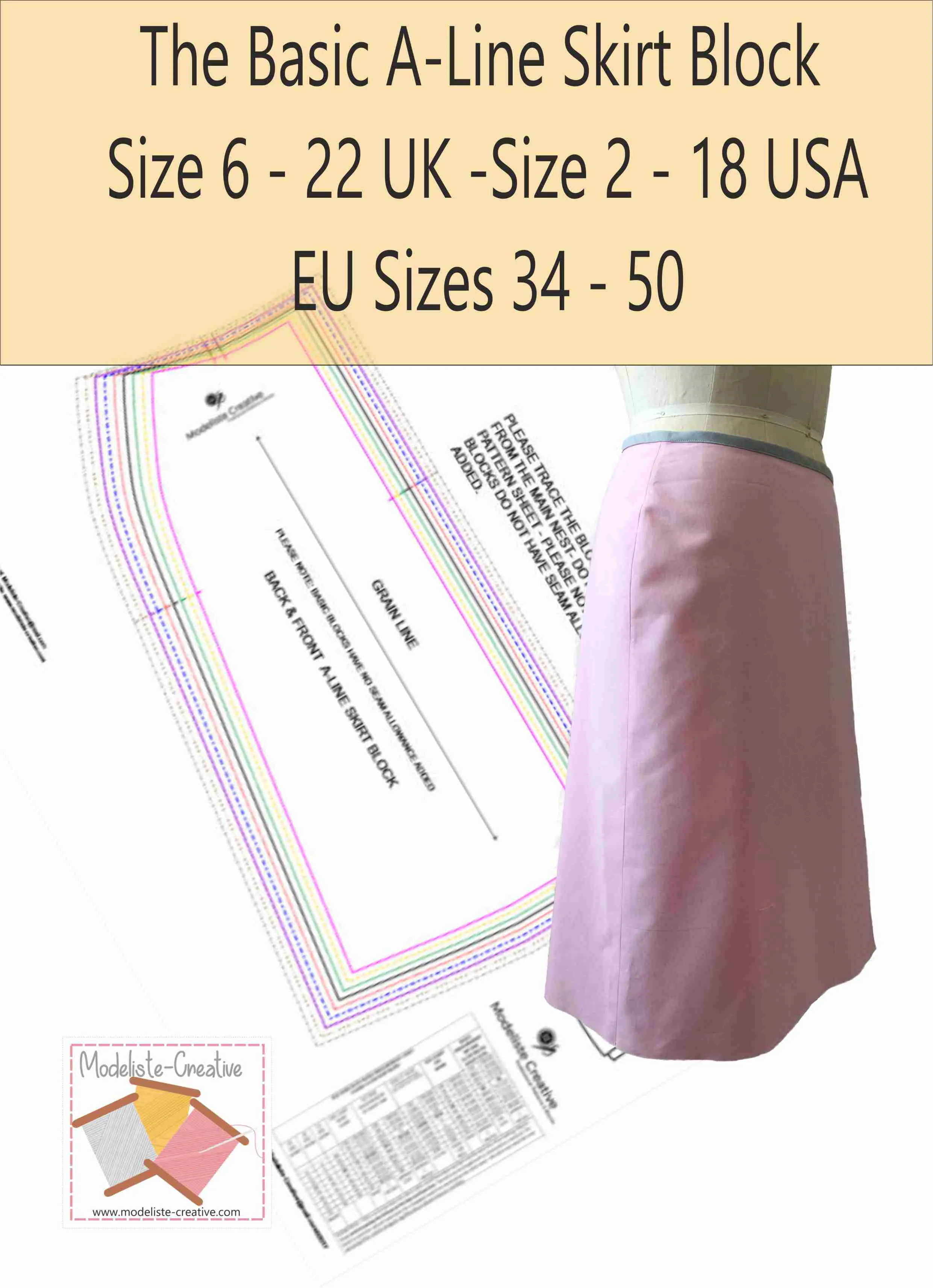 Basic A-Line Skirt Block - UK Sizes