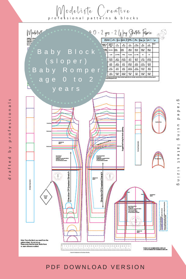 Spanning Centrum scheerapparaat Baby Romper Basic Block - Sloper - PDF Instant Download - Height 53 cm - 92  cm - Age 0 to 24 Months — Modeliste Creative & Design Cut & Wear