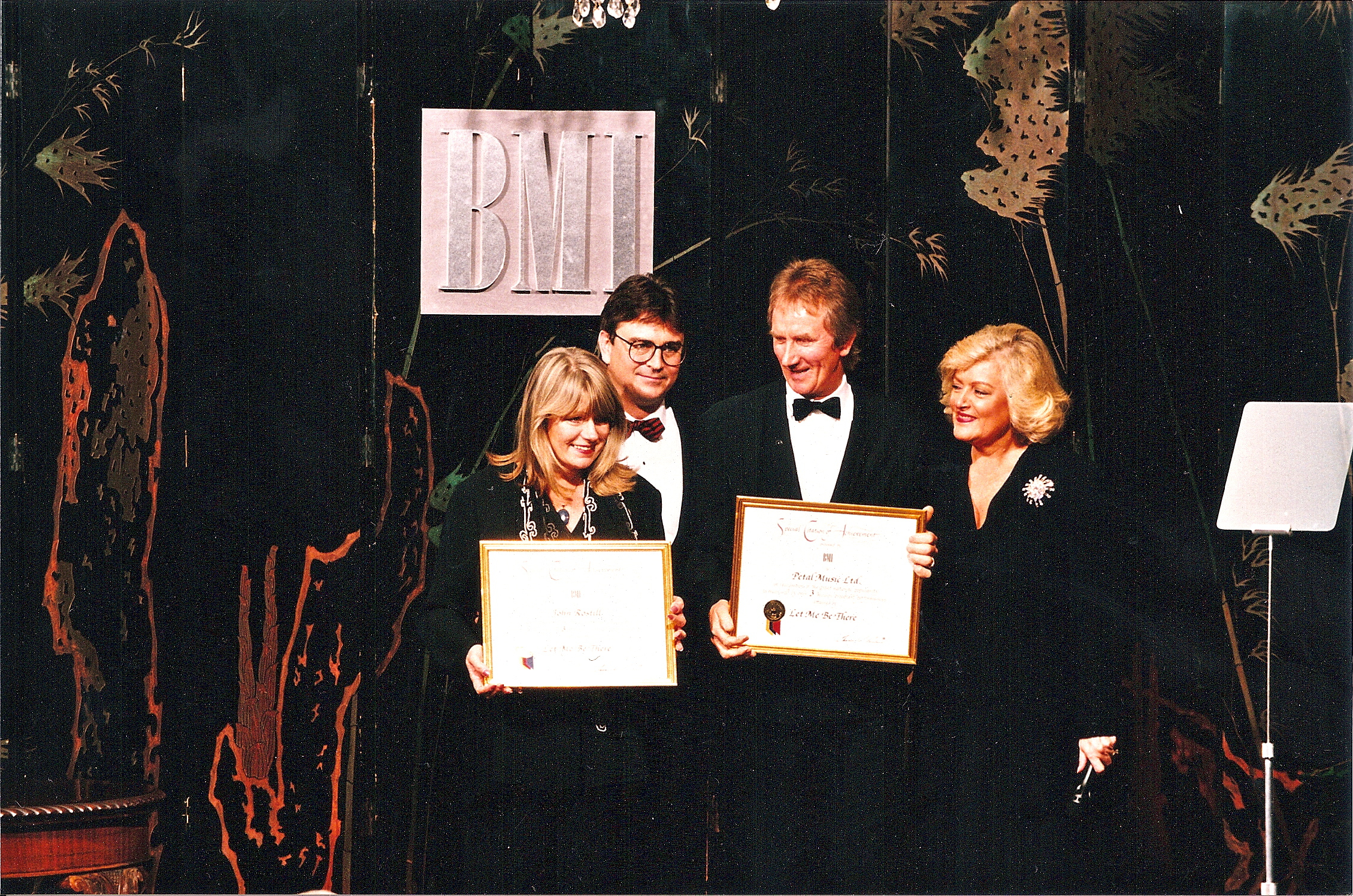 AWARDS - John Rostill's widow Margaret and I pick up a BMI award for John's song LET ME BE THERE jpg copy.jpg