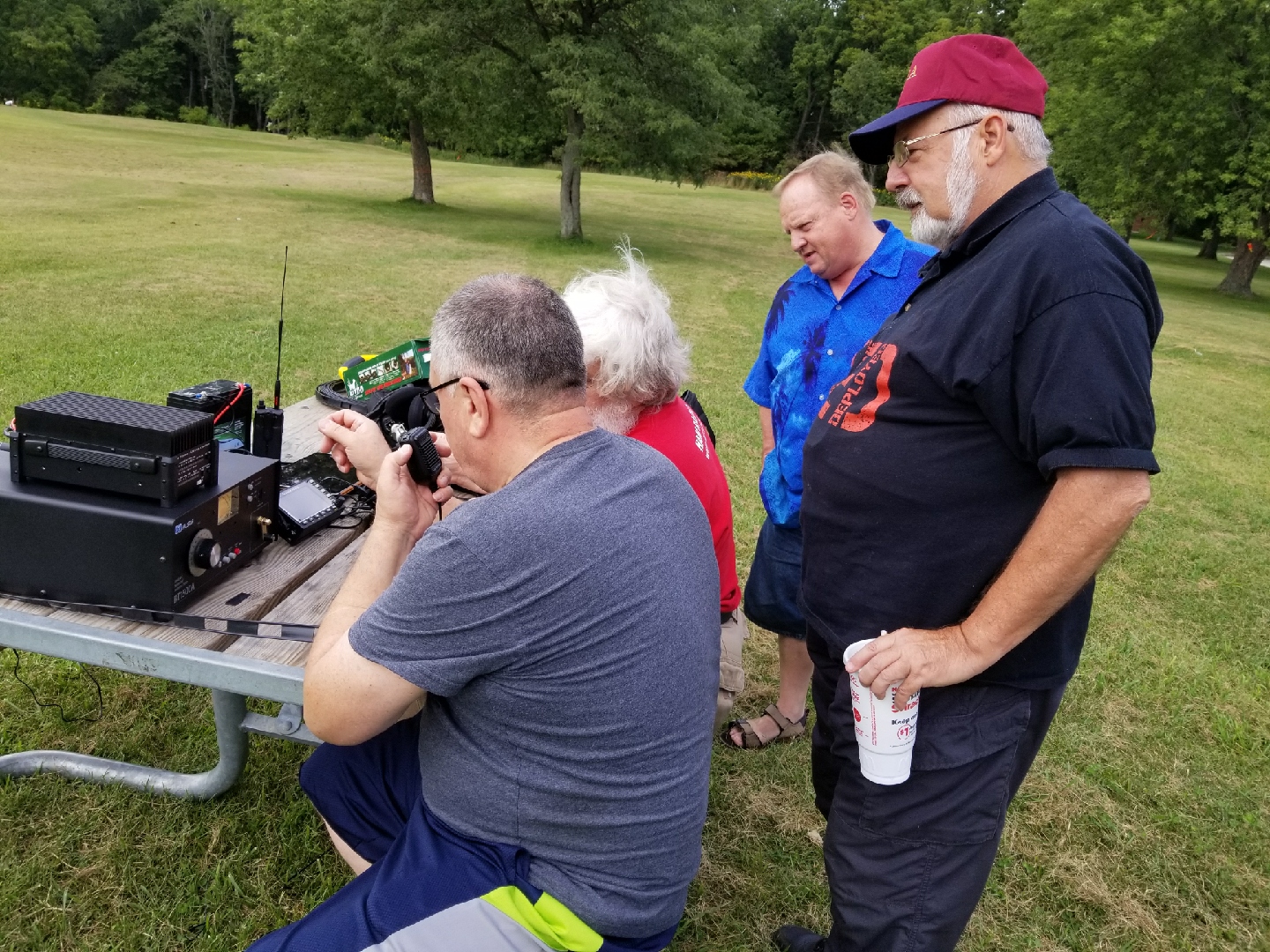 Another beautiful day in the woods. We set up in Bemis Park. George (KC9KU), Dick (WA9NNN), Frank Wilker, and Mel (NE9A).