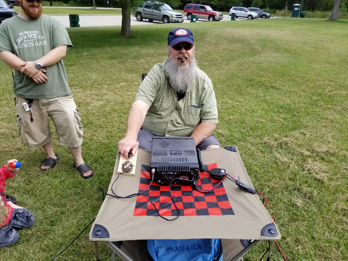 A very happy man, John (KD9BYW) and his station. Ready to make contacts.