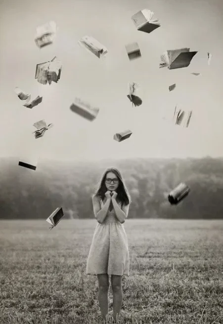 deviantart.com woman in filed of books.jpg