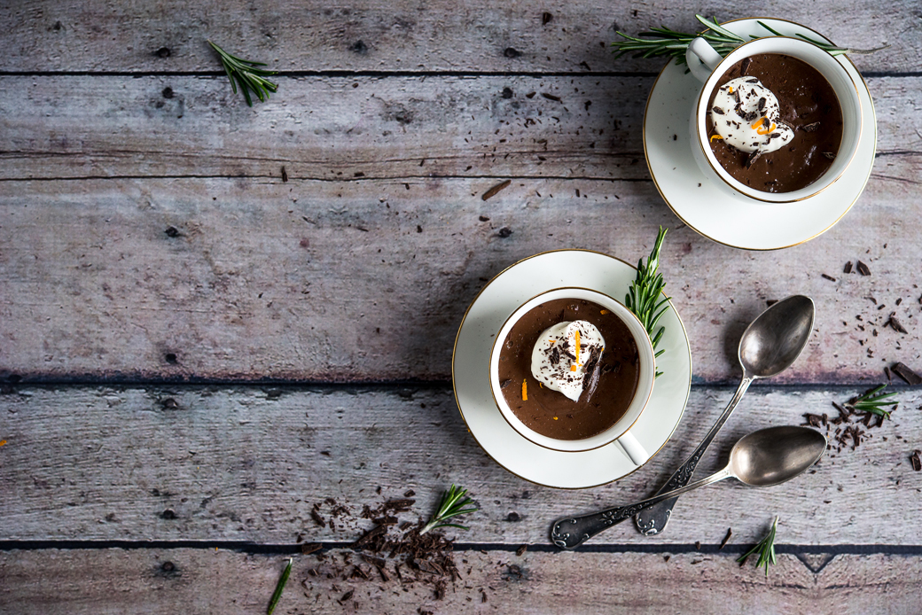 Recipe: Chocolate Orange Pot de Crème with Rosemary Chantilly