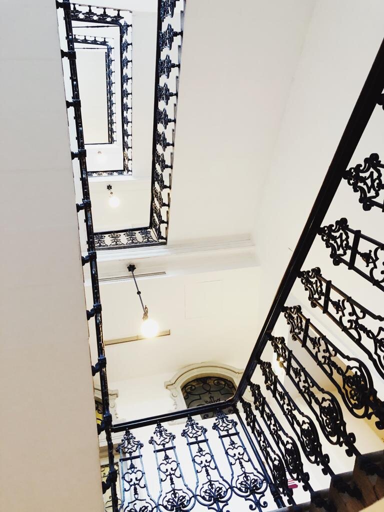 hotel stairwell, also an elevator is available