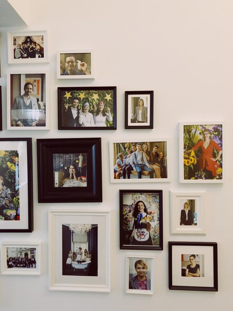 Family photos from the owner in one of the hallways