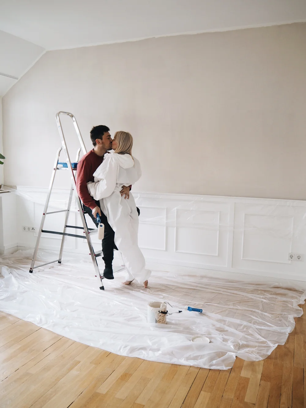 Adding paneling to wall, and paint, and still HAPPY!
