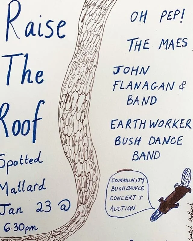 So the fire benefit show this Tuesday with @jordielanemusic and @lizstringeraus and friends has SOLD OUT! Thanks legends, can’t wait, see you there! 
BUT there is another fab fire benefit show on Wednesday Jan 23rd at @spottedmallard with two of the best bands in Melbourne (in our humble biased opinions) @ohpepmusic and @jjflanagan and a BUSH DANCE 😍 This show is raising money for @rebuild_upper_murray one of the many communities who have a long way to go ahead of them in the wake of these fires. Ticket link in bio. See you there dear friends 💛