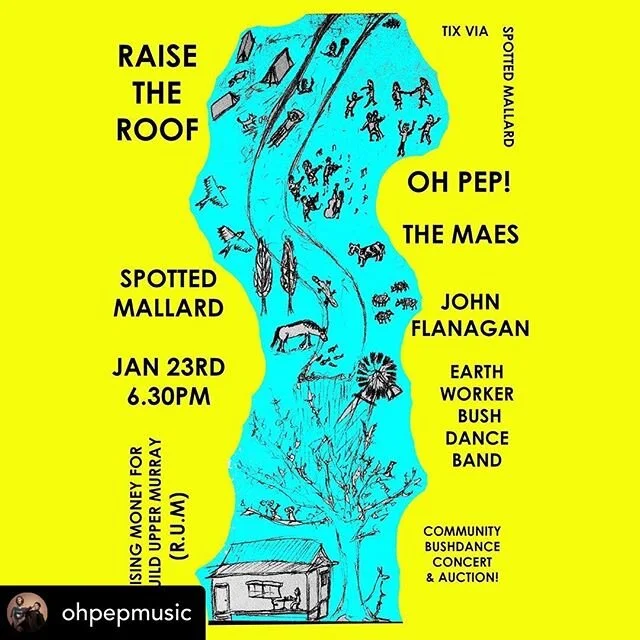 Hey Melbournians! If you missed out on tix to tonight’s #soldout fire benefit show with @jordielanemusic @lizstringeraus and friends, you should consider coming to this show  at the @spottedmallard on Jan 23rd which also has a super cool lineup with @ohpepmusic and @jjflanagan and is also raising money to support those affected by fires. This one in support of @rebuild_upper_murray 
Or else one of the other absolutely killer lineups of fire benefit shows around the city in the next month! Let’s gather, connect, support each other and get through this crisis together 💛 ticket link in bio