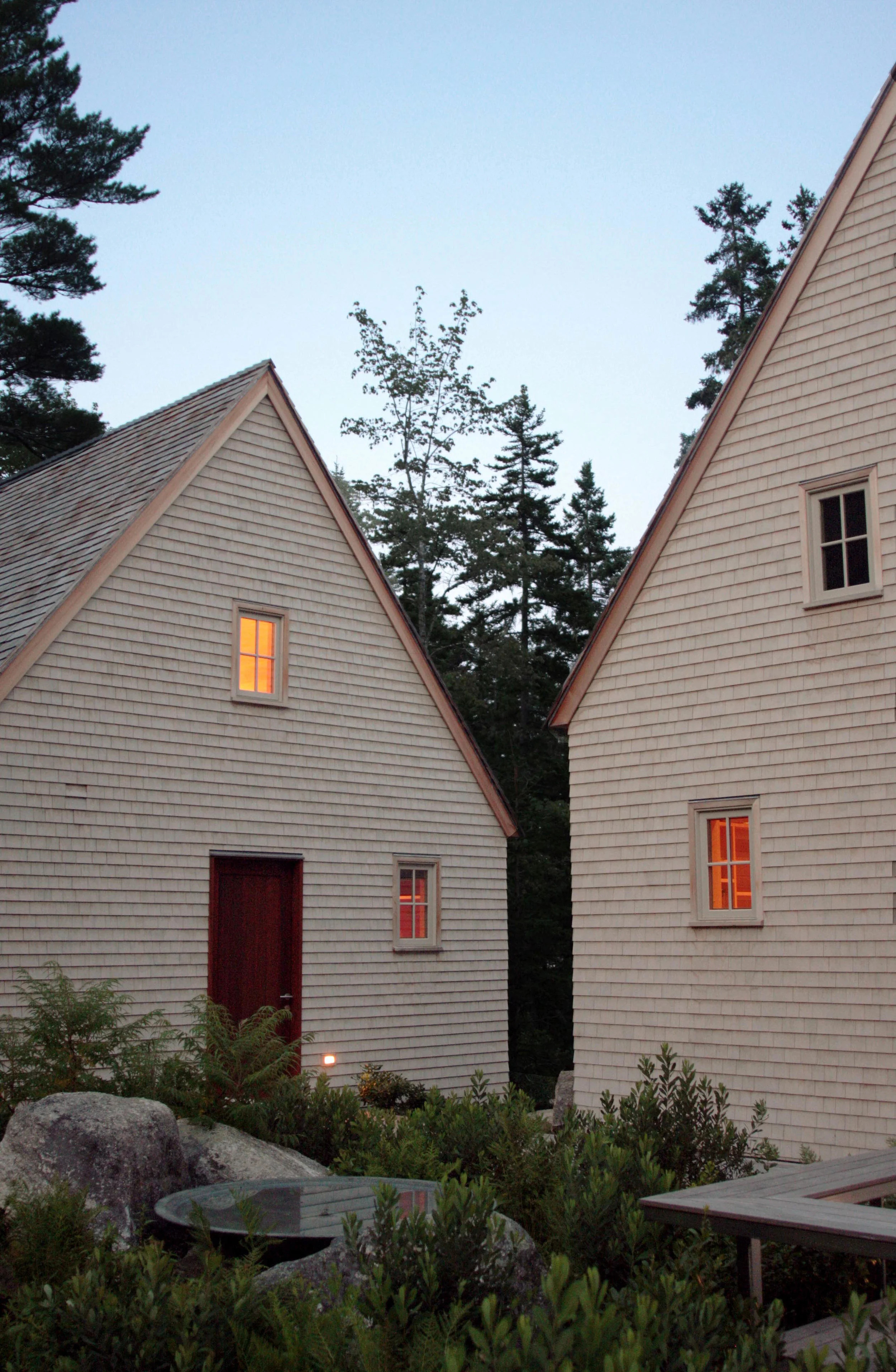 Pond House - Entry View of Living and Master Cottages
