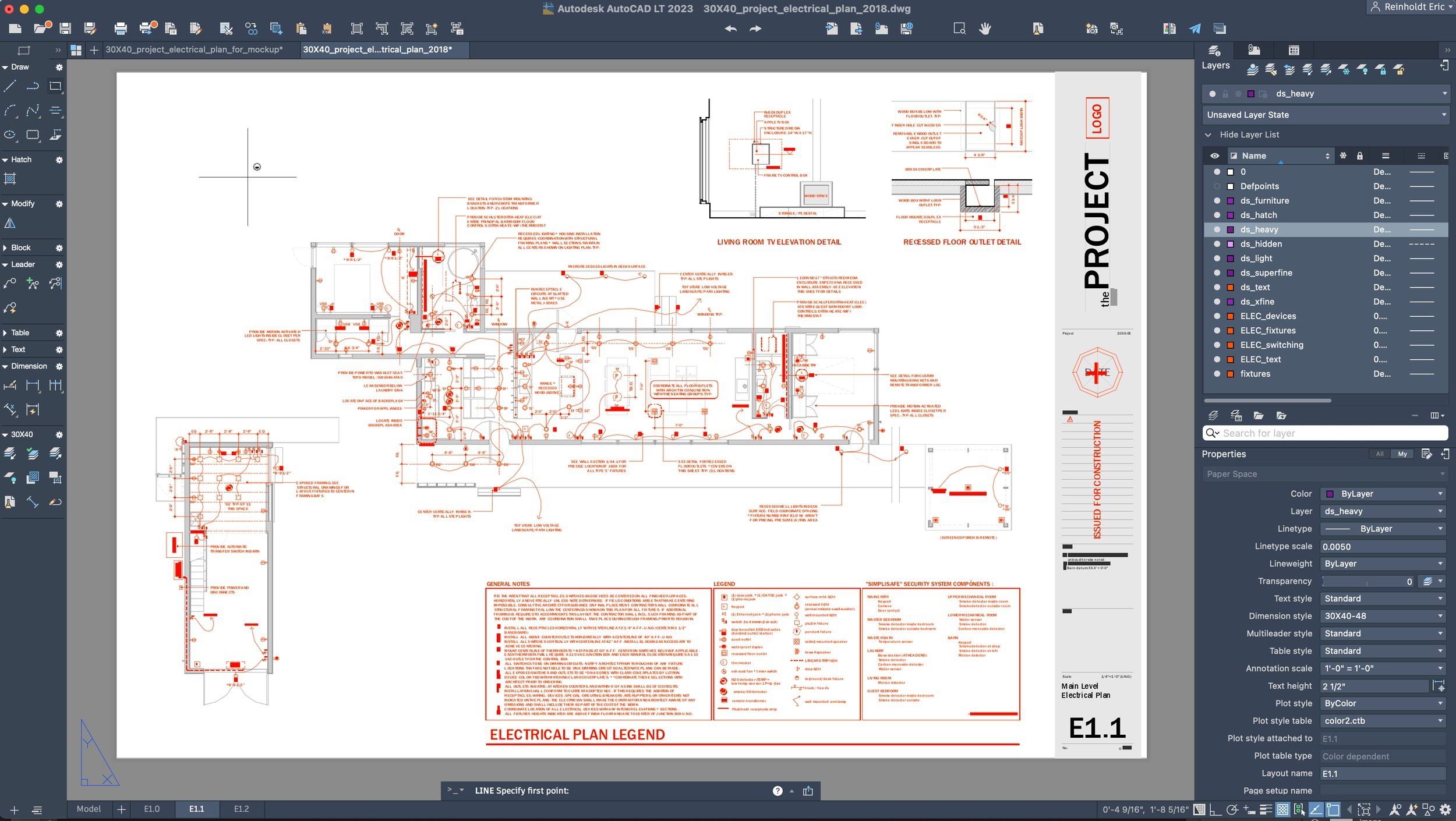 Lighting + Electrical Plan AutoCAD