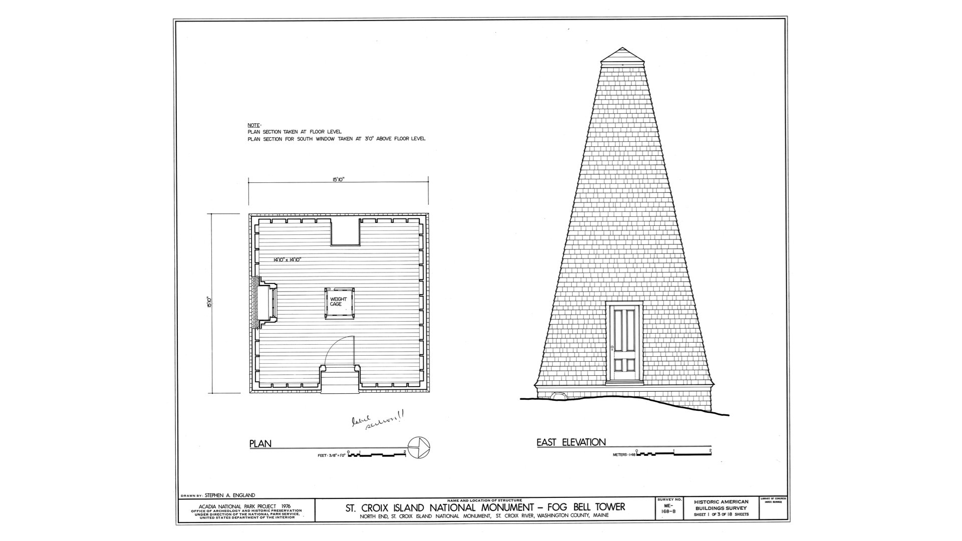 Fog Bell Tower Plan + Elevation