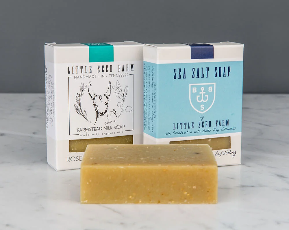 sea salt soap + rosemary mint soap