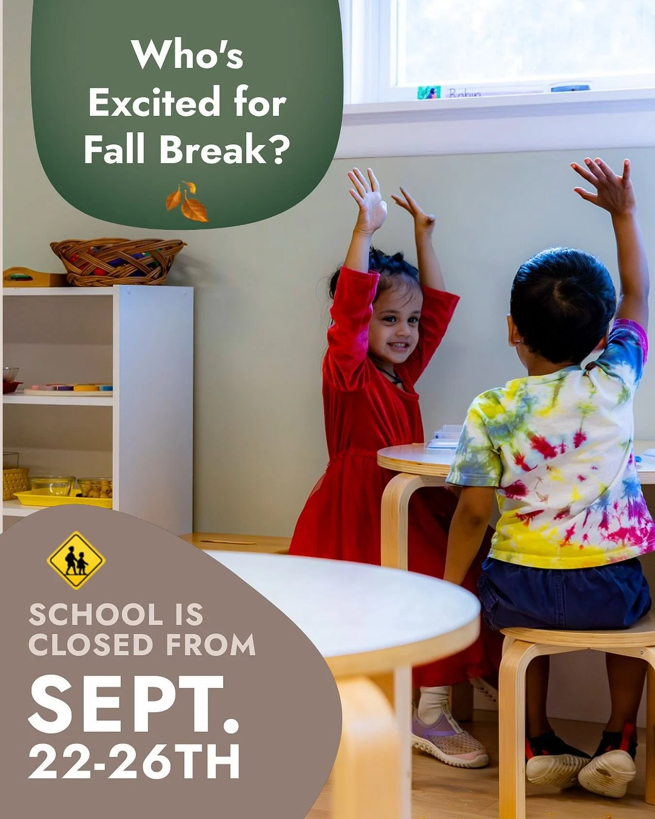 The Fall Break countdown is on!
.
🍂 Fall vibes are in the air! Just a friendly reminder that school will be closed next week, from September 22nd to 26th. It&rsquo;s the perfect time to relax and explore our mountains in full color. We can&rsquo;t w