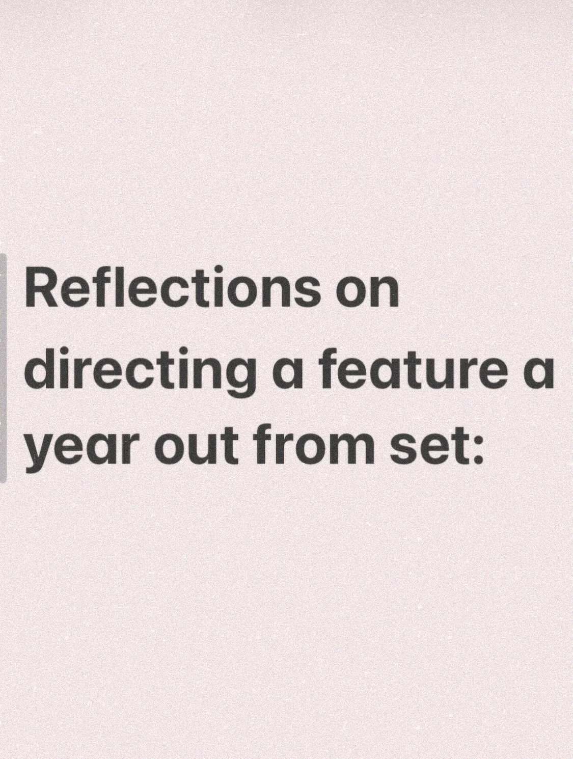 Reflexiones sobre dirigir un largometraje un a&ntilde;o despu&eacute;s del rodaje:

Hace un a&ntilde;o, habr&iacute;a estado volviendo de rodar Los Enfermos.

Todo el mundo habla de lo dif&iacute;cil que es rodar un largometraje independiente. Pero n