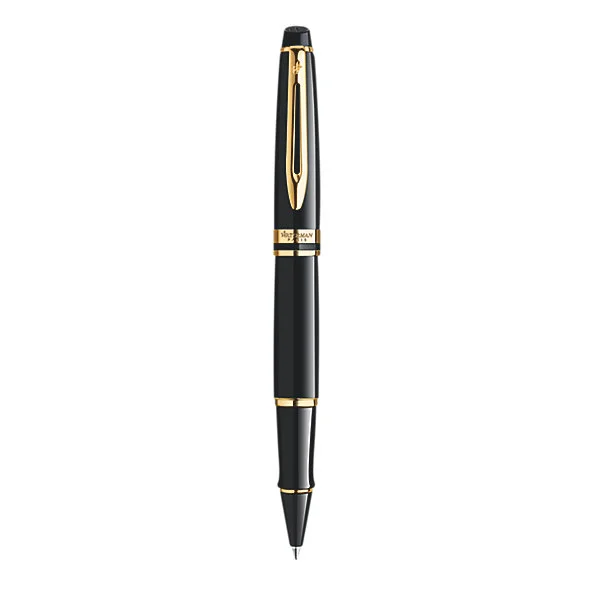 Waterman Expert Black Gold Trim Rollerball