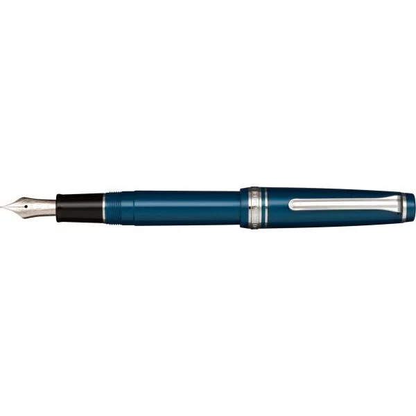 Sailor Professional Gear Slim Metallic Blue Silver Trim Fountain Pen