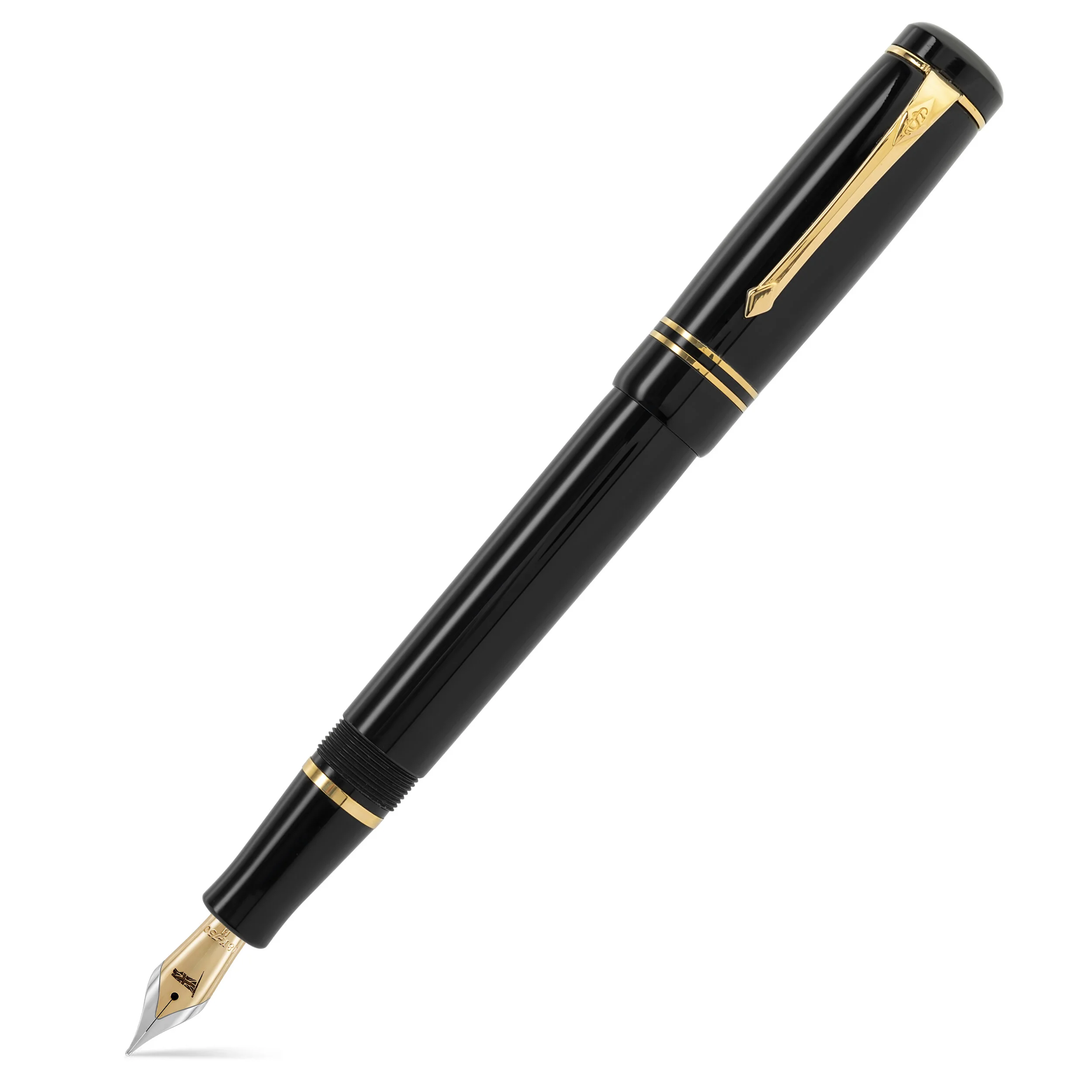 Conway Stewart Winston Classic Black Gold Trim Fountain Pen