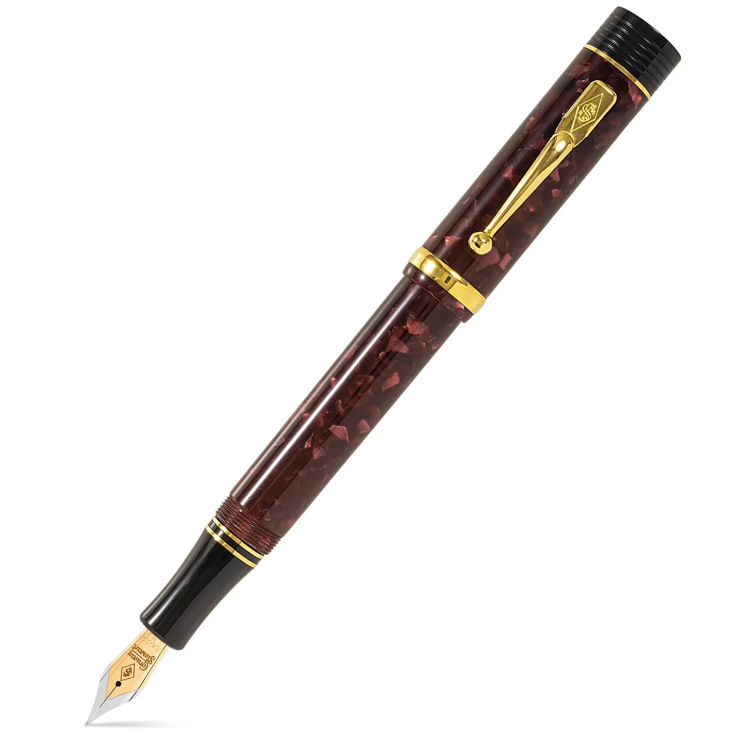 Conway Stewart Churchill Burgundy Gold Trim Fountain Pen