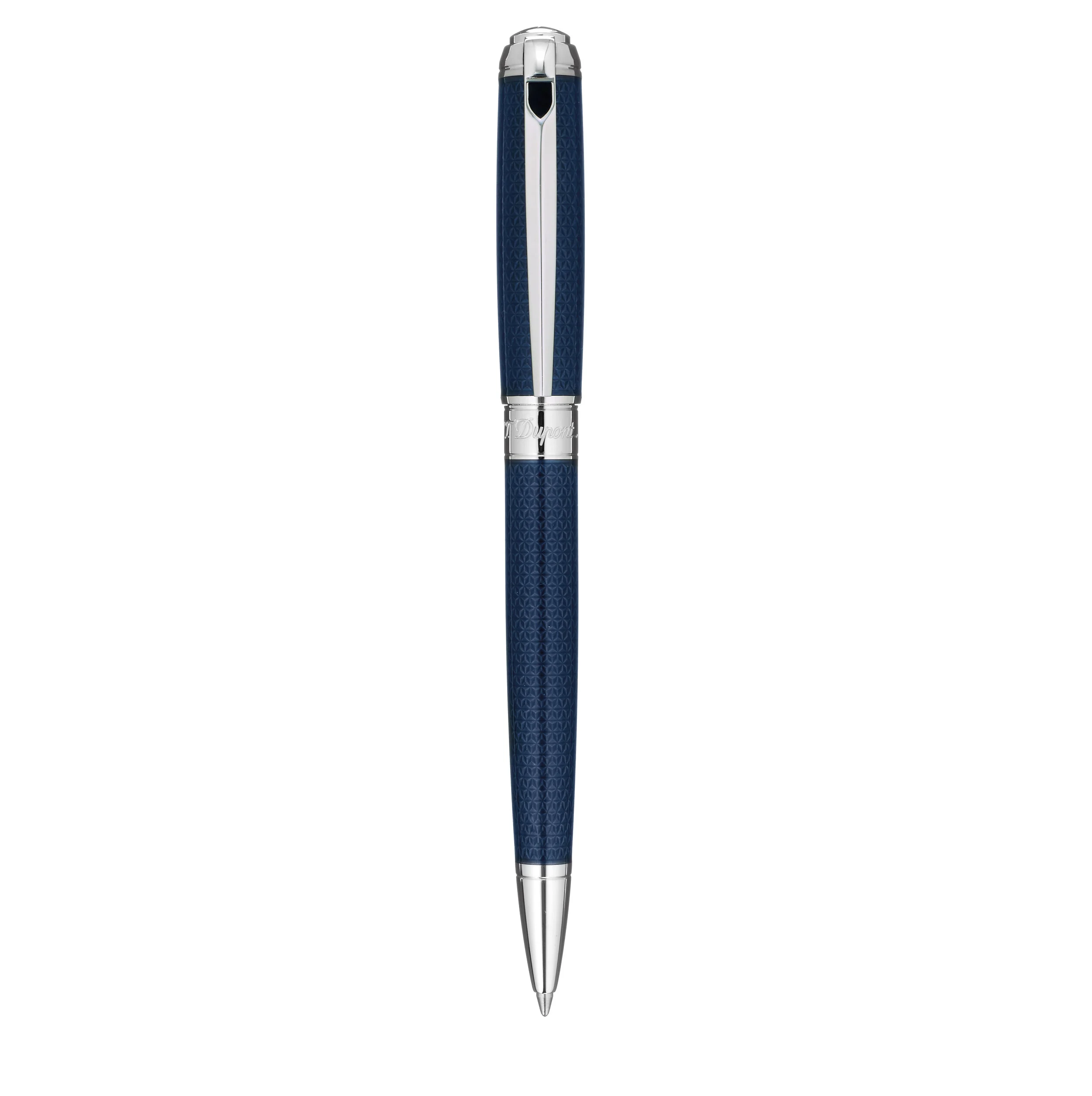 Line D Medium Guilloche under Blue Lacquer Ballpoint