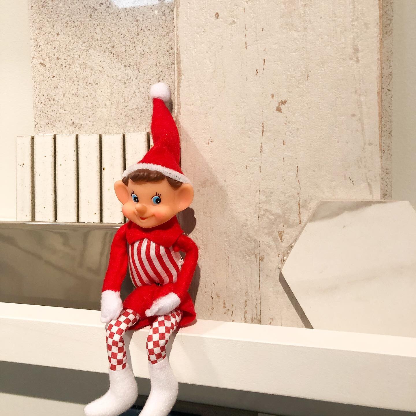 Here&rsquo;s your elf on the shelf morning reminder &mdash;&mdash; This morning our elf is hanging out by our Crossville subway tile &amp; Soli Asuka stacked mosaic 🎄