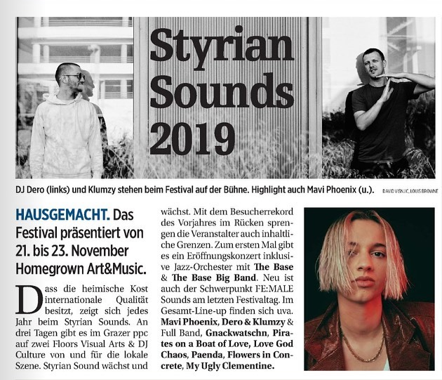 This Friday we return to Styrian Sounds Festival with our full band! Come join us! 💚🔥
.
thanks @der_grazer for the article
.
#deroandklumzy #live #styriansounds @radiosoundportal @klumzy_tung @mrdero @drumrecordings @alvisreid #andreasf&uuml;rstner