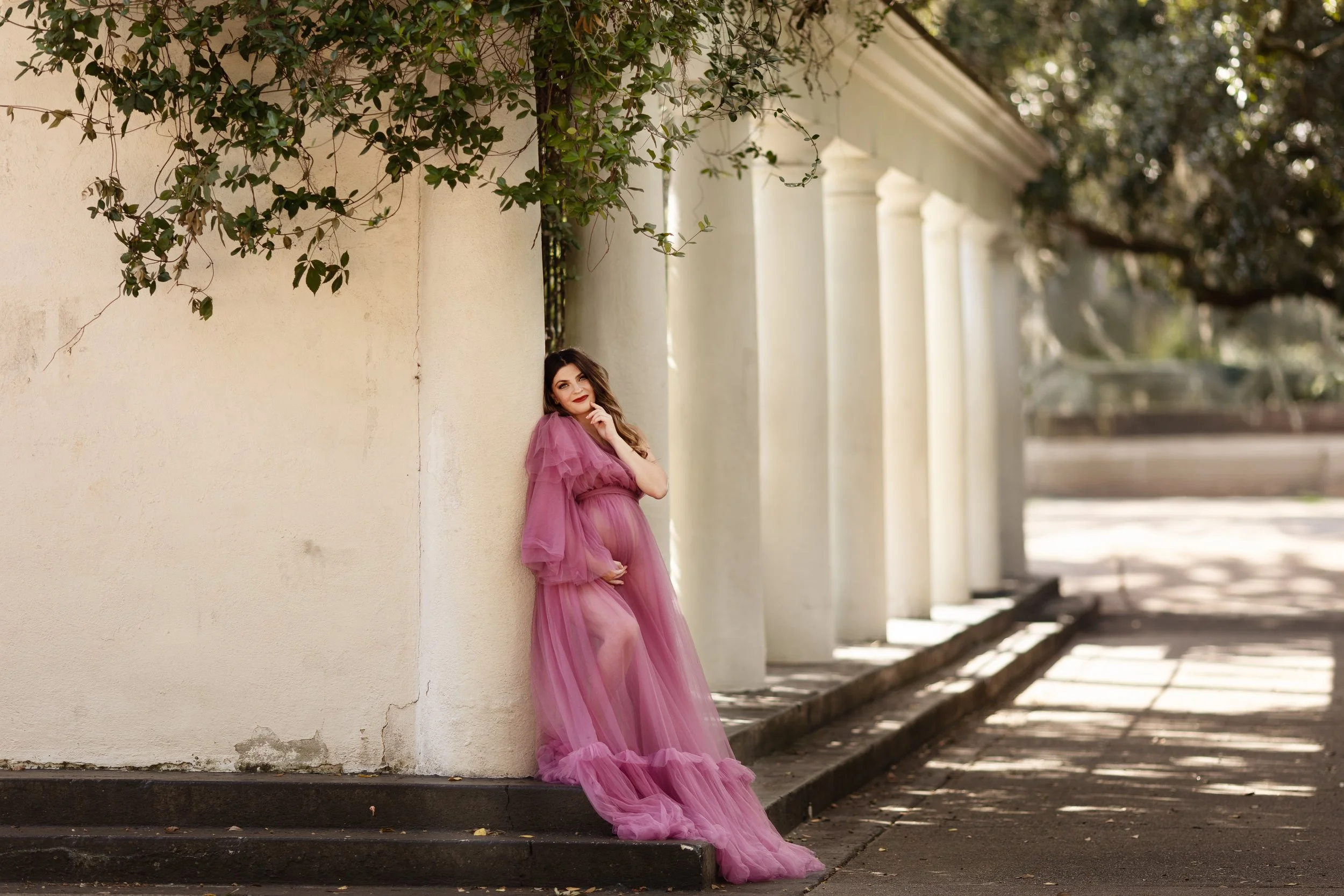 Maternity photo taken in Savannah Georgia in Forsyth Park