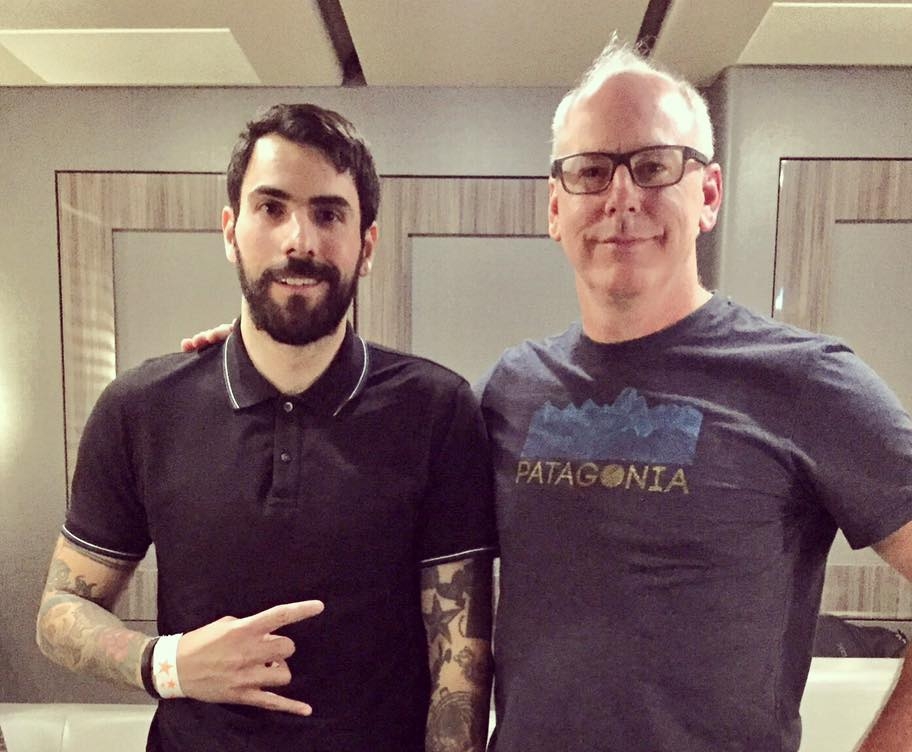 Mike Damante gets to give Greg Graffin a copy of 'Punk rock and UFOs' before a show at Warehouse Live in Houston .(Mike Damante)
